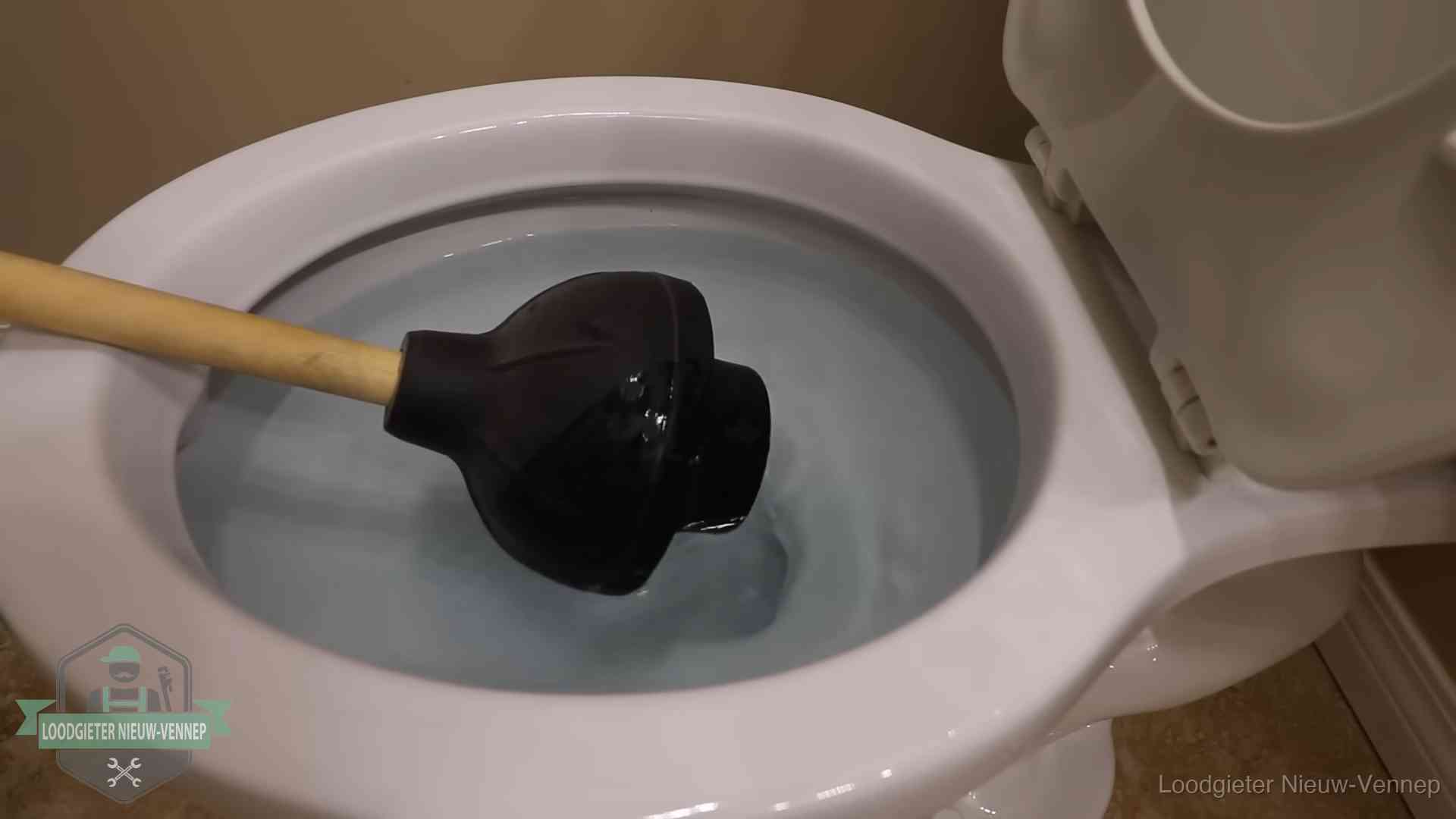 Plopper in een wc-pot die vol water staat in Nieuw-Vennep